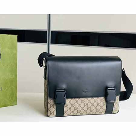 专柜名品单肩包 gucc商务休闲真皮男包 出差时尚公文包406367