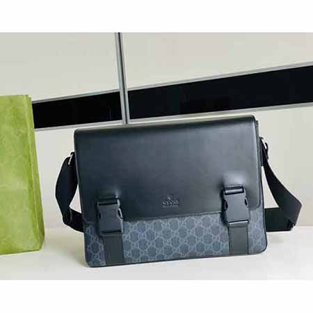 gucc名品男包 GG新款皮革翻盖开