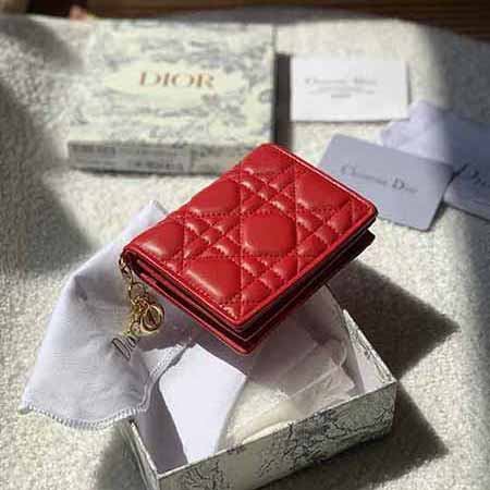名品购物网站Lady Dior红色藤格纹羊皮革迷你