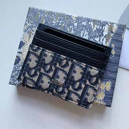 Dior时尚米黑提花Oblique卡夹，便携轻巧，口袋必备！