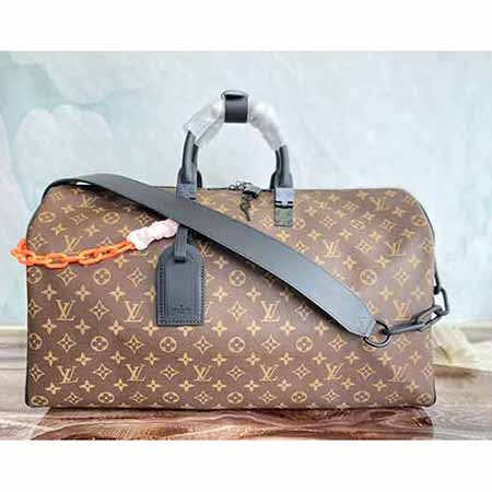 LV名牌KEEPALL 50旅行袋 新款大牌波士顿包 奢侈品手提枕头包M44471