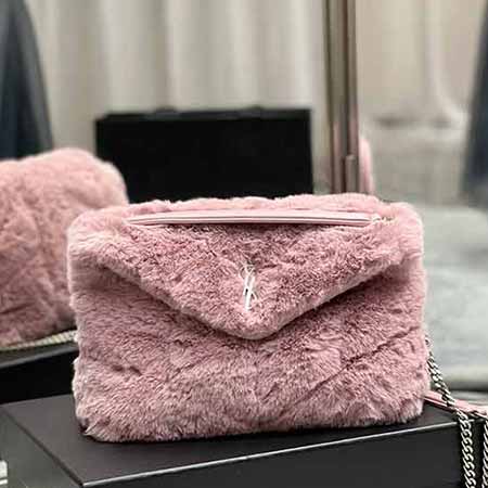 圣罗兰大品牌包包牌真皮女包兔毛配皮系列链条包577476