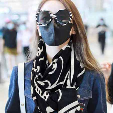 大品牌女士羊绒围巾 冬季新款双面向日葵印花长巾