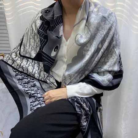 Dior羊绒围巾女~大品牌同款冬季保暖围脖披肩两用