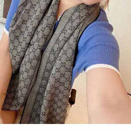 古奇女士经典logo女士时尚围巾 GUCCI双面休闲丝巾