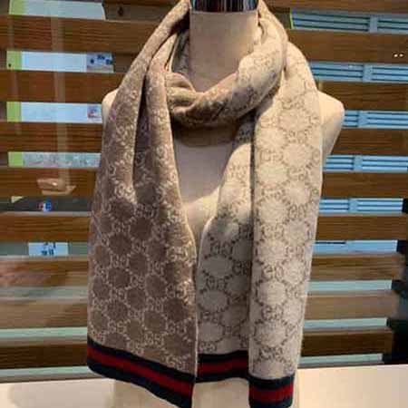 Gucci/古奇女士两色经典格纹碎边围巾
