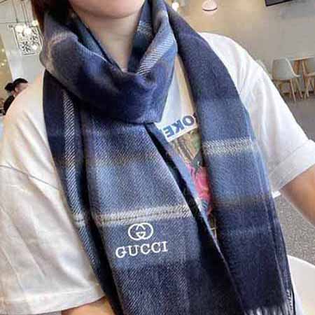 欧美外贸原单大品牌百搭格子羊绒围巾 Gucci女披肩