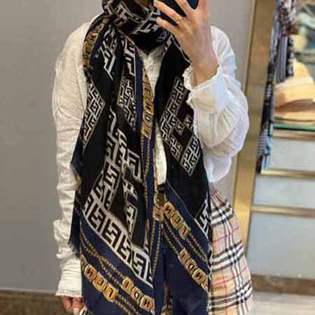芬迪羊绒围巾女冬季时尚洋气百搭围脖高等感大品牌披肩