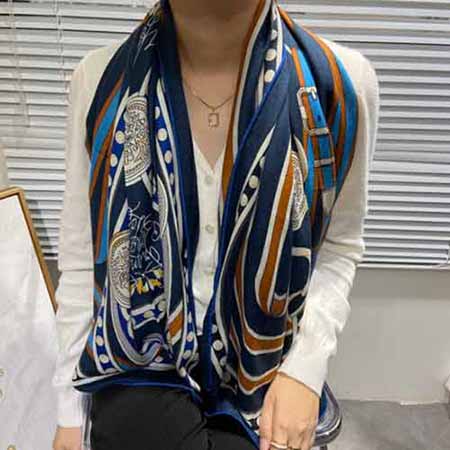 爱马仕女士高等围巾女秋冬羊毛大方巾丝巾保暖羊绒披肩