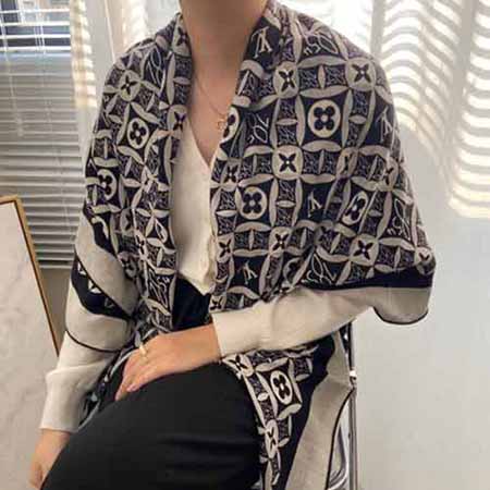 lv真丝围巾 女士百搭春夏秋冬季大品牌妈妈长款披肩