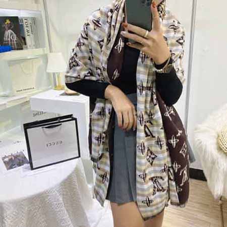 大品牌围巾女秋冬季字母LV家2022新款真丝披肩保暖围脖