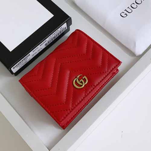GUCCI原单新款GG Marmont翻盖卡包466492 ,海外五金精制!