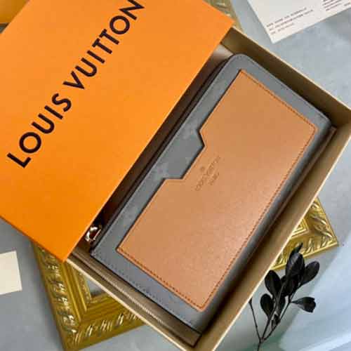 Louis Vuitton LV 钛合金镭射老花长款拉链钱