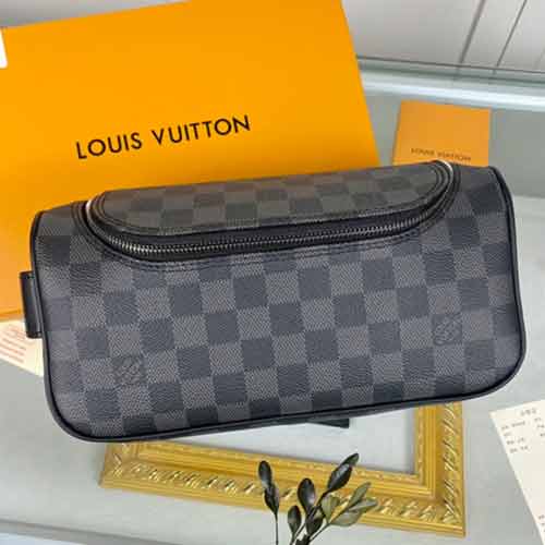 lv梳妆包 男款潮牌国际品牌高等皮夹皮包N47625黑格！