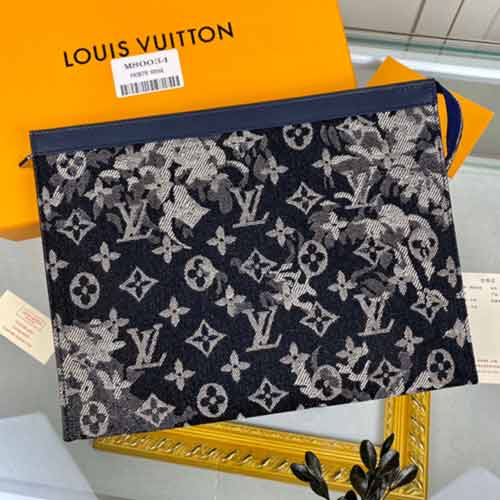 lv牛仔布布面刺绣花朵罗马纹手包 M80034！POCHETTE VO