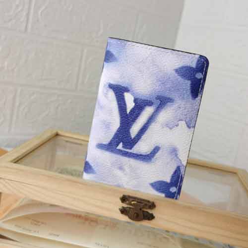 LV水彩Monogram粉色蓝口袋钱夹M8