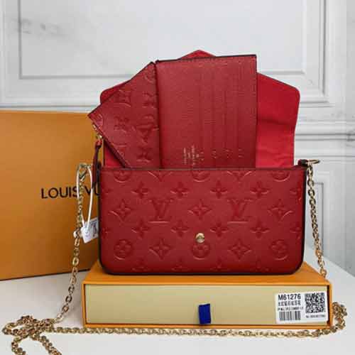 LV Monogram Empreinte牛皮Pochette Felicie时尚钱夹、小手袋