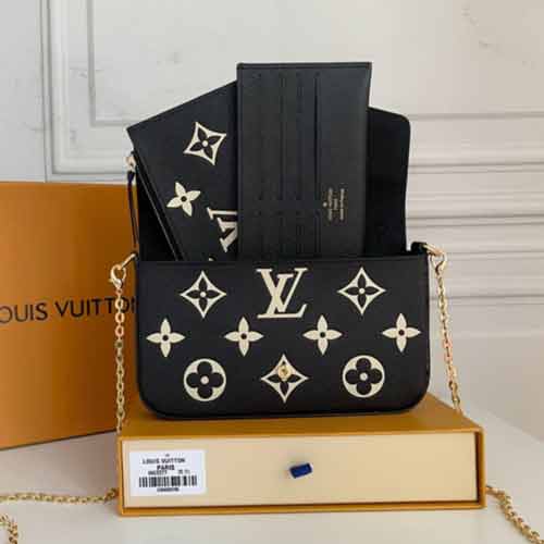 LV官网Monogram皮革Pochette Félicie链条包,随心转换手拿包与肩背包!