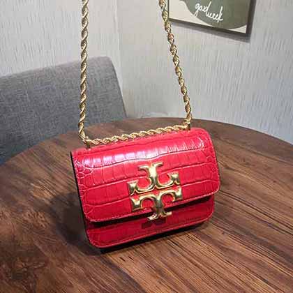 代买Tory Burch tb女包 新款走秀款牛皮单肩斜挎链条风琴包